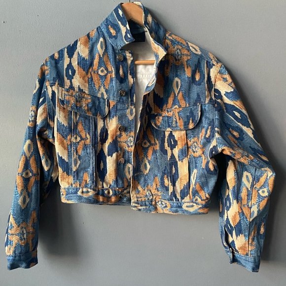 Abstract Patten Jean Jacket - Picture 3 of 6